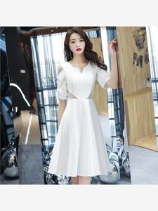 白色小晚礼服裙女气质法式名媛洋装领证小白裙连衣裙平时可穿夏季