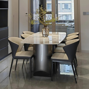 岩板餐桌现代简约轻奢小户型客厅家用长方形餐桌子椅组合2024新款
