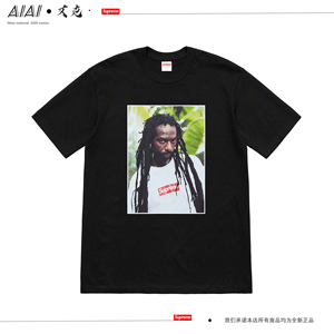 Supreme 19SS Buju Banton Tee 雷鬼说唱歌手圆领短袖T恤男女同款