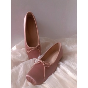 橘里CHIU绝美干枯玫瑰粉色雾面绸缎方头芭蕾舞鞋子外穿单鞋仙女风