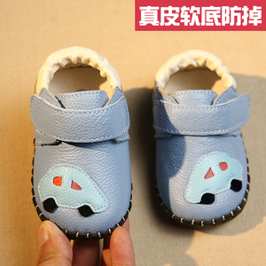 婴儿学步鞋春秋季0-6-12个月真皮软底防滑不掉1岁男女宝宝单鞋子