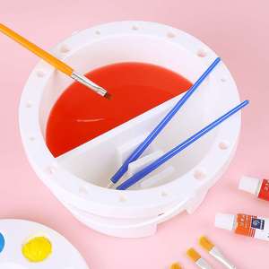 多功能洗笔桶儿童美术水粉水彩涂鸦圆形手提水桶绘画颜料涮笔小桶