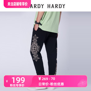 HARDY HARDY新款潮烫钻十字架休闲裤男女同款卫裤运动长裤子QH