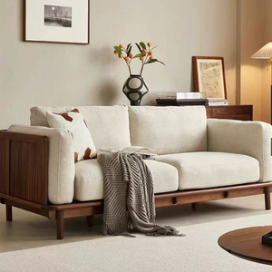 北欧全实木布艺沙发现代简约家用客厅黑胡桃木轻奢沙发可拆洗家具