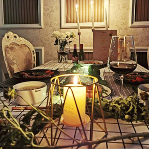 圣诞节创意金色轻奢烛光晚餐布置道具蜡烛台摆件家用北欧装饰浪漫