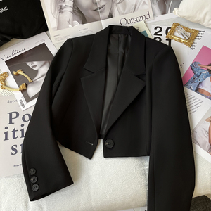 短款黑色西装外套女士春秋新款2024休闲高级设计感小众小个子西服