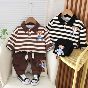 婴儿衣服春季韩版运动套装分体一岁6七8九12个月男宝宝超洋气春装
