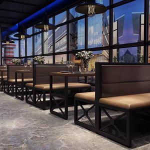 loft复古工业风卡座铁艺沙发酒吧主题餐厅火锅烧烤店桌椅组合定做