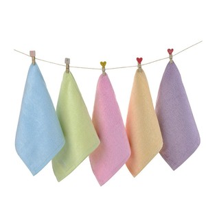 竹之锦小毛巾5条竹纤维纯色方巾婴幼儿童口水巾手巾混色 20×20cm