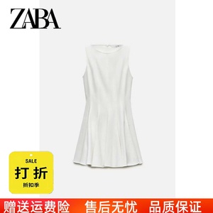 ZARA KISS夏季新款女装白色无袖短款修身百搭溜冰连衣裙 2989653