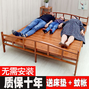 折叠床单人双人简易租房床午睡实木板成人家用1.2米1.5竹子床老式