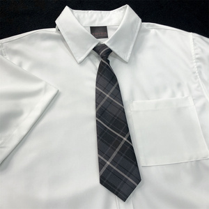 加领带衬衫一体短袖衬衫男学院风女黑色配领带高级感白衬衣男士夏
