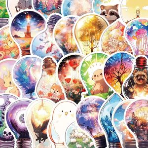 50张灯泡里的世界涂鸦贴纸装饰手机壳水杯吉他滑板防水素材贴画