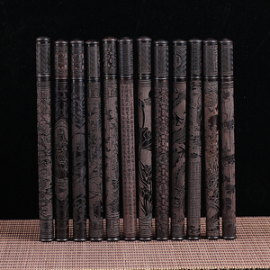 创意黑檀木香筒浮雕香管拔口款沉香线香筒家用木质存储香管装香的