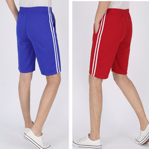 五分裤男校服裤男运动短裤蓝色白边校裤红色短款微弹夏季薄款校裤
