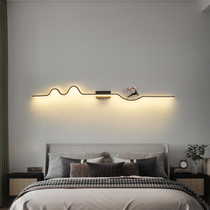 新款极简长条简约创意轻奢房间客厅灯电视背景墙格栅LED壁灯横款