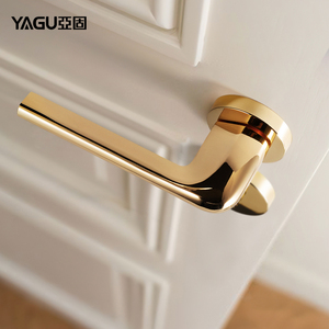 亚固门锁室内卧室房门锁磁吸静音实木分体现代简约轻奢金色门锁