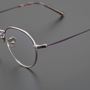 小众拼色!日本进口纯钛椭圆形眼镜 轻量细边眼镜框复古防蓝光近视