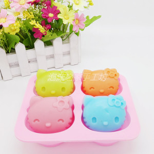 KT猫手工皂模具硅胶diy蛋糕烘焙模子宝宝辅食蒸煮耐高温 冰格75克