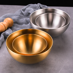 韩式金色沙拉碗不锈钢韩国冷面碗家用大号水果碗螺蛳粉碗洗手碗