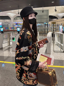 新中式女装2024年冬季新款国风黑色提花唐装上衣超好看盘扣短外套