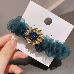 悠家韩国手工系列向日葵花朵钉珠水晶发圈气质优雅发绳扎马尾头绳