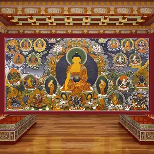 佛像墙纸寺庙佛堂大型无缝壁画如来佛祖图菩萨神台佛家背景墙壁纸