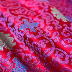古典花型中国风织锦缎布料马甲外套手工以服装旗袍丝绸diy面料