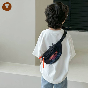 韩国潮酷洋气儿童包包男童宝宝帆布胸包时尚小男孩配饰斜挎包腰包