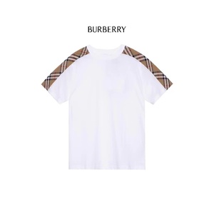 Burberry/博柏利 巴宝莉 24新款经典衣袖格纹拼接圆领短袖女T恤男