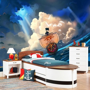 海贼王墙布主题房间男孩卧室航海王壁画卡通漫画动漫儿童墙纸壁纸