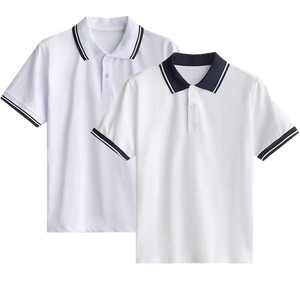 中小学生校服内搭短袖T恤夏季休闲高中生白色上衣polo衫高中班服
