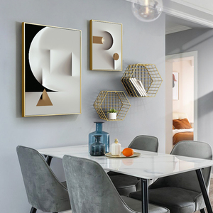 餐厅装饰画现代简约北欧饭桌背景墙面挂画轻奢高档级感抽象置物壁