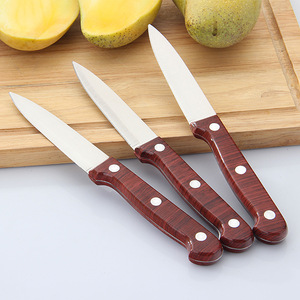 木纹柄水果刀家用不锈钢小刀削皮器迷你礼品赠品果皮瓜果厨具刀具
