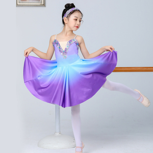 芭蕾舞裙女童古典舞吊带演出服飘逸中国风舞蹈服装儿童独舞表演服