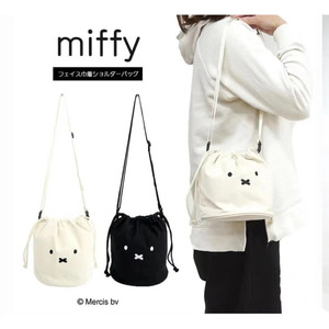 日本新款米菲单肩帆布包卡通可爱小圆包休闲印花抽带斜挎包手机包