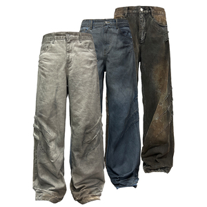 JCAESAR Scratched jeans 小众设计感抓痕脏洗釉质牛仔裤 ykk拉链