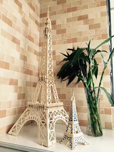 巴黎埃菲尔铁塔木制拼图立体3d模型成人儿童手工木质拼装益智玩具