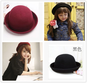韩国儿童帽子英伦时尚男童圆顶小礼帽毛呢女宝宝洋气造型时装帽潮