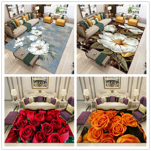 现代家用3D花卉地毯卧室房间飘窗床边垫客厅茶几毯玄关门厅防滑垫