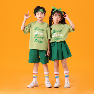 新款儿童啦啦队演出服幼儿园舞蹈服装小学生运动会班服街舞套装