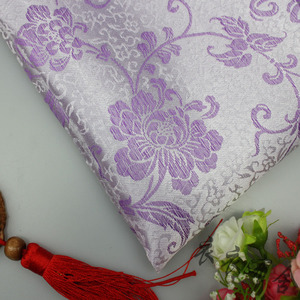 织锦缎布料古装汉服COS和服唐装旗袍丝绸缎服装面料-紫色凤尾牡丹