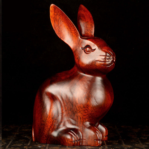 天然桃木兔子摆件木雕12生肖兔木质属兔大号桌面可爱家居饰品补角