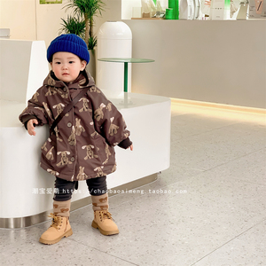 韩国童装2022冬季新款男女童棉服宝宝中长款加厚外套棉衣3岁5儿童