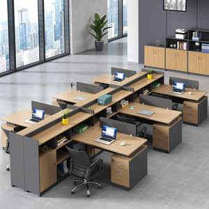 L型职员办公桌椅组合简约现代屏风工作位办公室财务桌4/6人位家具