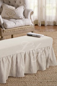 欧式现代简约棉麻床尾长凳套裙茶几沙发凳加厚全包保护罩 可定制