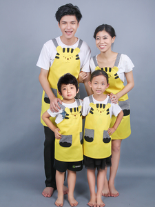 定做韩版绘画亲子儿童围裙卡通黄色老虎可爱幼儿园演出服印LOGO字