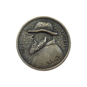 印象派领导者莫奈--流浪者硬币金属微雕纯银925外国硬币纪念币
