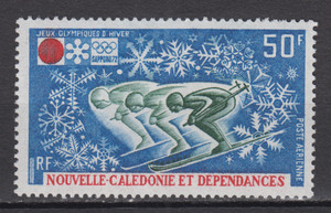 新喀里多尼亚 邮票 1972年  札幌冬奥会  滑雪 1全 雕刻版