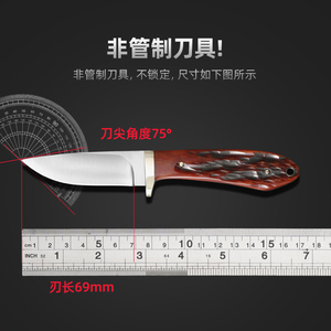 户外小刀复古牛骨水果刀随身刀具高硬度直刀小猎刀手把肉刀水果刀